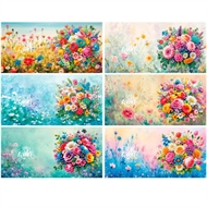 6 farvestrålende kort med blomster